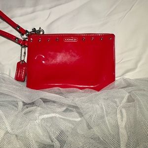 Bright Red Patent Leather Coach wristlet